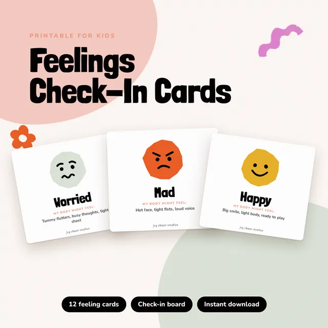 Feelings Check-In Cards printable preview