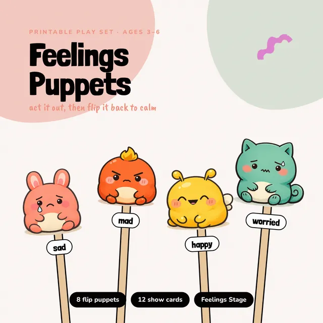 Feelings Puppets printable preview