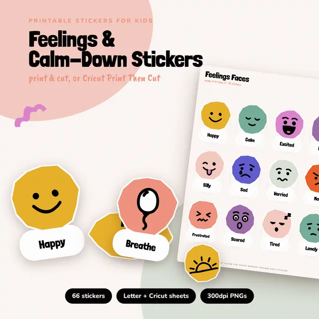 Feelings & Calm-Down Stickers printable preview