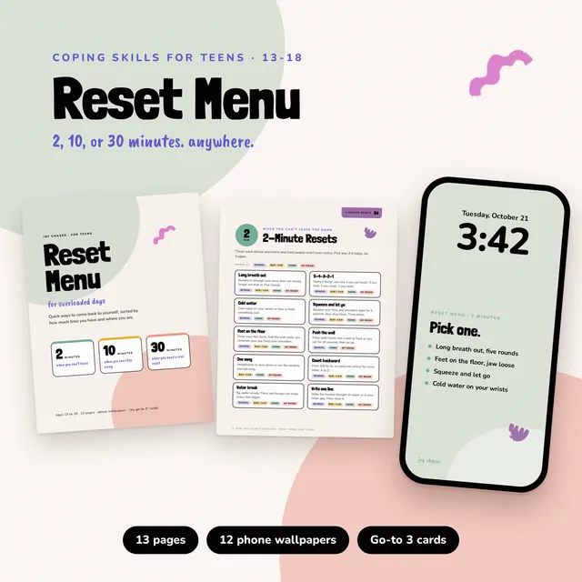 Reset Menu for Teens printable preview